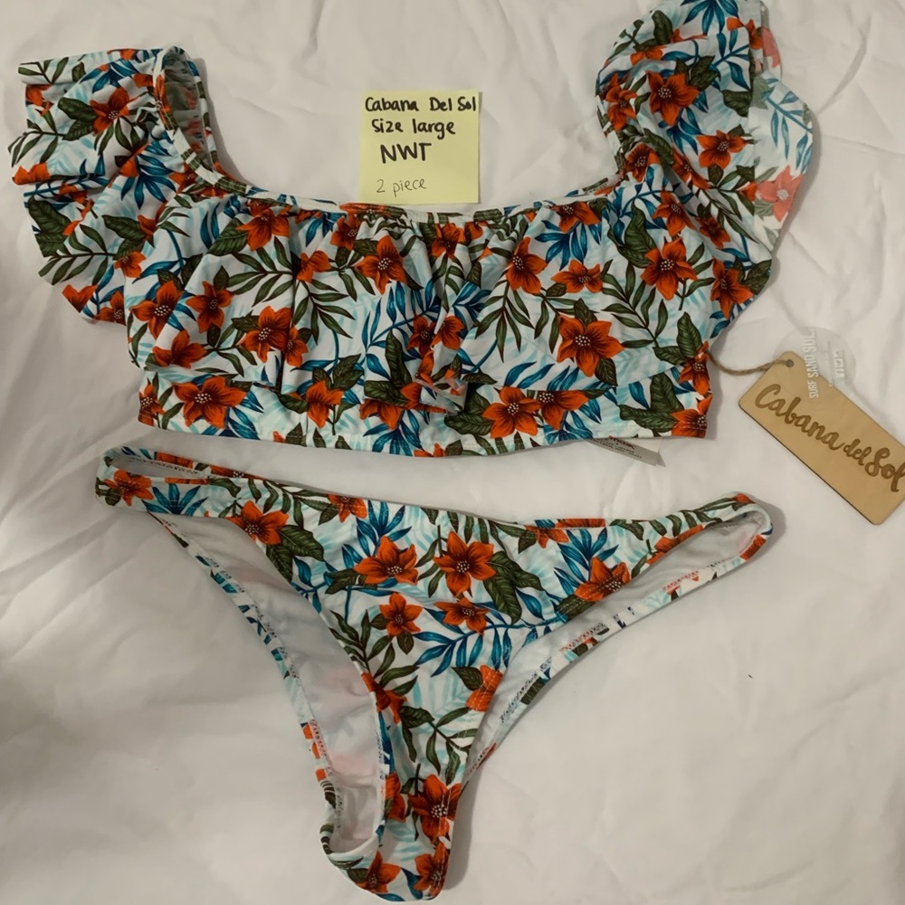 Two piece off of the shoulder swimsuit